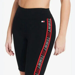 Tommy Hilfiger Black Red Women High Waist Biker Shorts